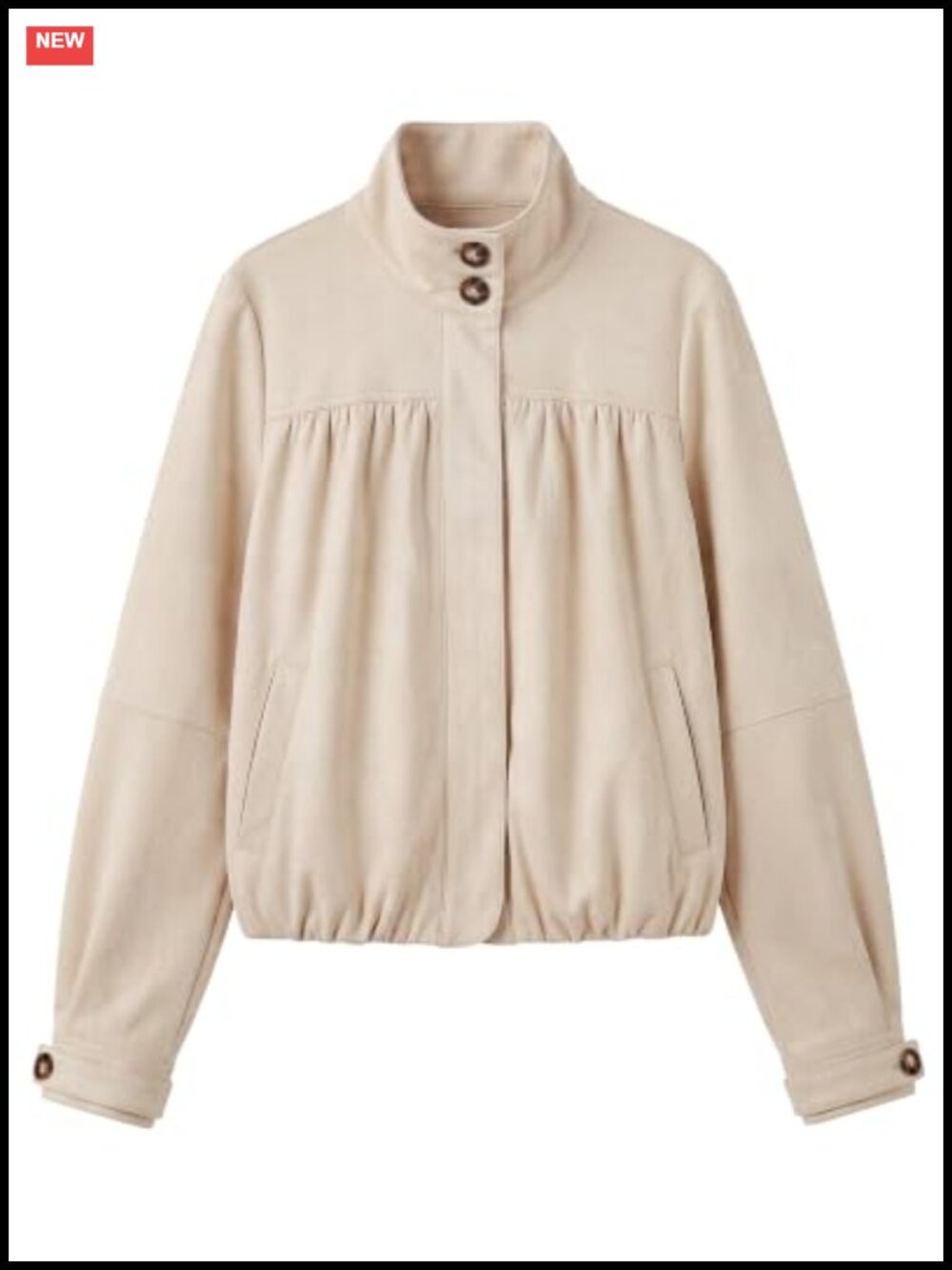 Faux Suede Button Up Bubble Coat Long Sleeve Casual Jacket